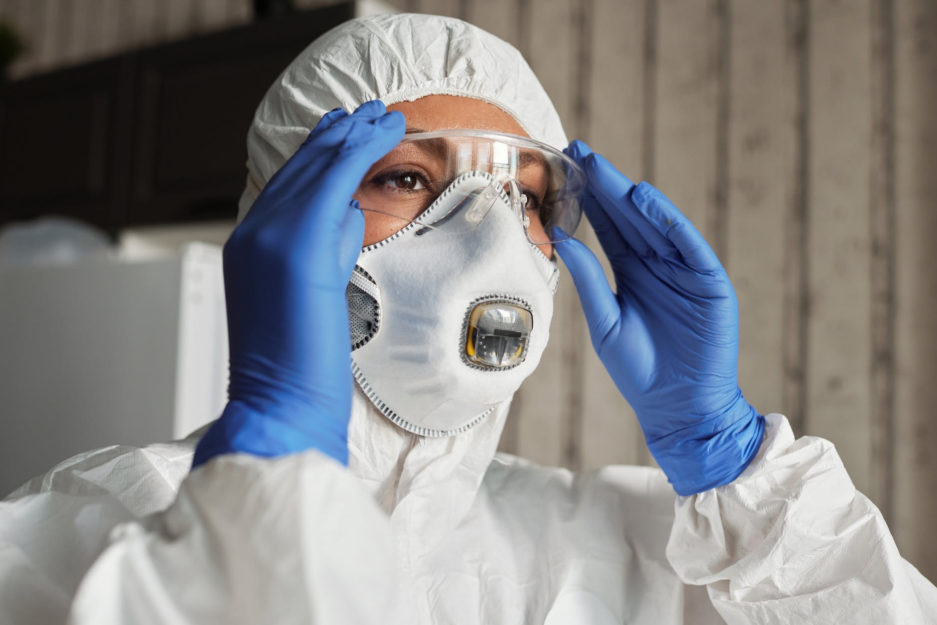 close up photo of a person wearing safety glasses