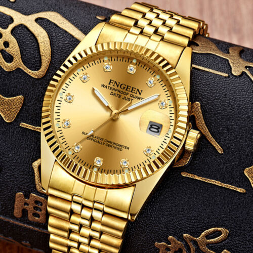 2022 New Men’s Watch Relojes De Hombre Gold Stainless Classic Dial Steel Quartz