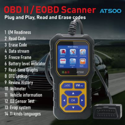 AT500 Professional OBD II Scanner Auto Code Reader Diagnostic Tool