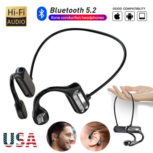 Bone Conduction Headset Bluetooth 5.2 Wireless Outdoor Sport Open Ear Headphones