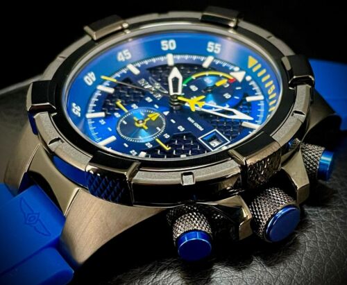 Invicta 28092 Aviator Men’s Watch NEW 51MM Blue Dial Quartz Blue Silicone Strap