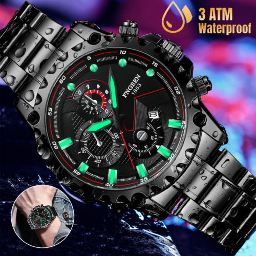 Waterproof Men’s Watch Classic Stainless Steel Quartz Luminous Luxury Wristwatch