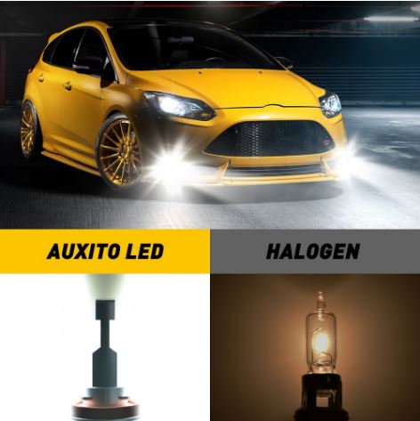 AUXITO 2000LM LED Bulb Fog Lights with White and Golden DRL