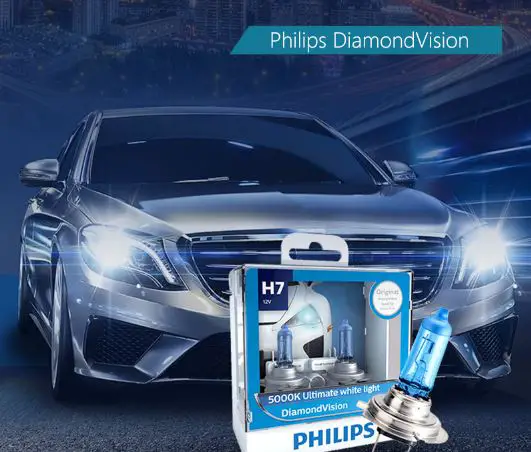 Philips H7 12V 55W Diamond Vision 5000K Halogen Car Bulbs