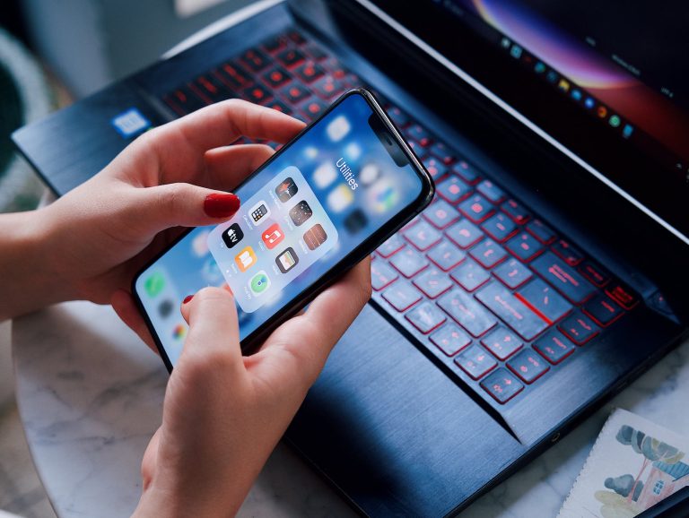 woman using touchscreen