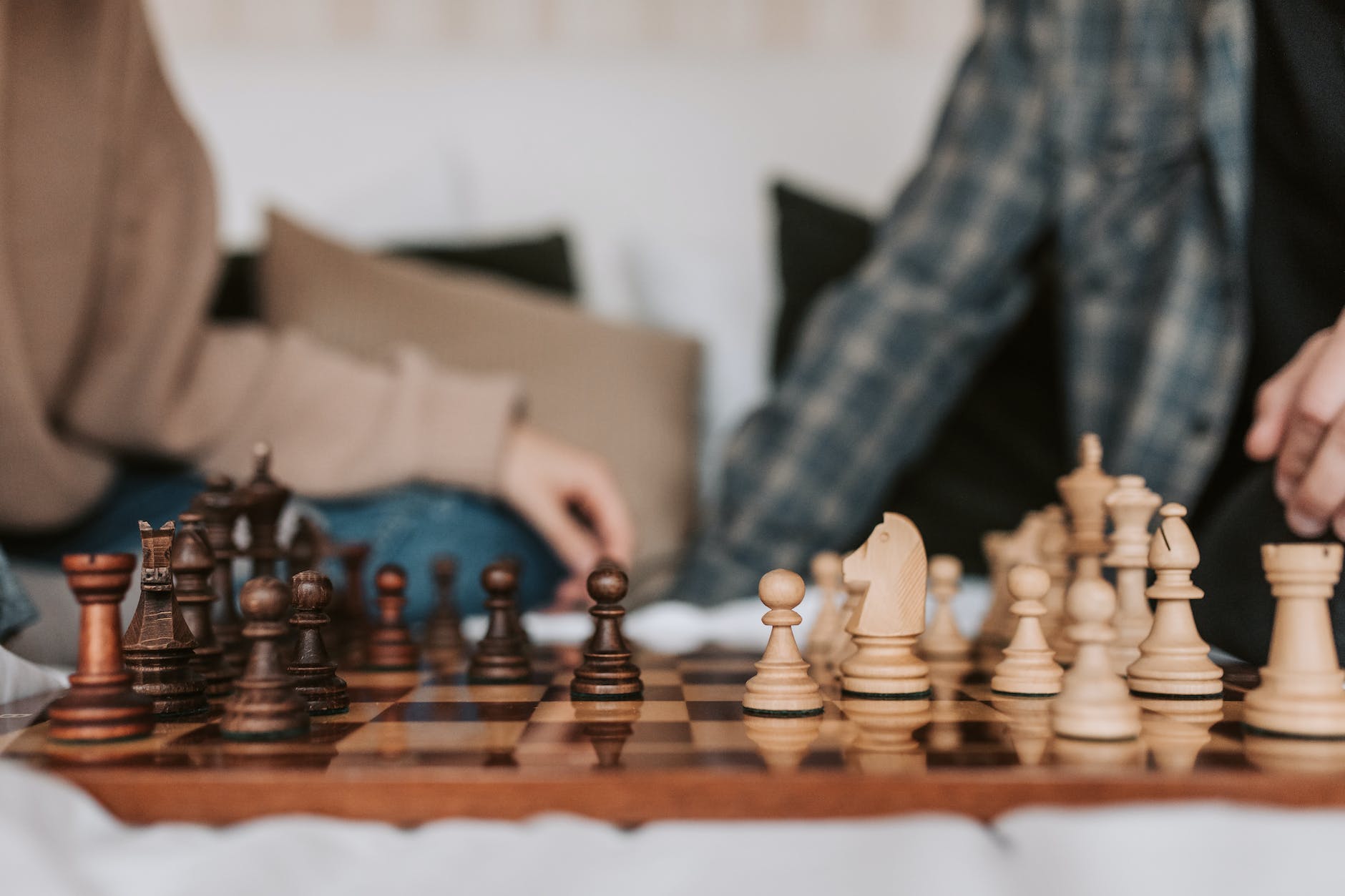 people playing a chess game