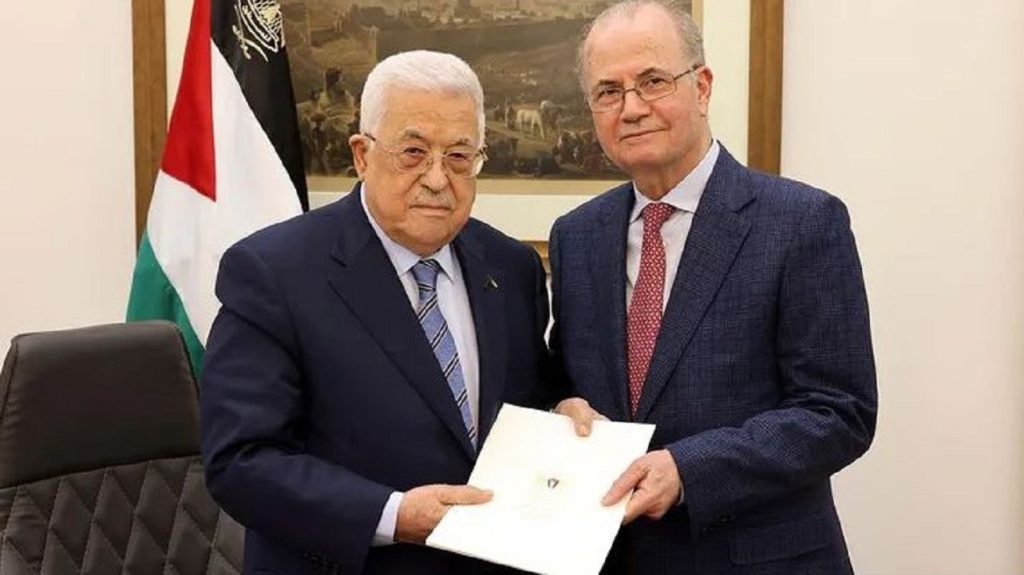 Palestinian President Mahmoud Abbas and Mohammad Mustafa