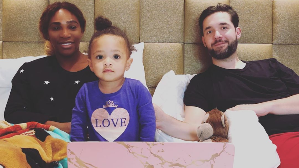 serena williams with alexis ohanian and olympia