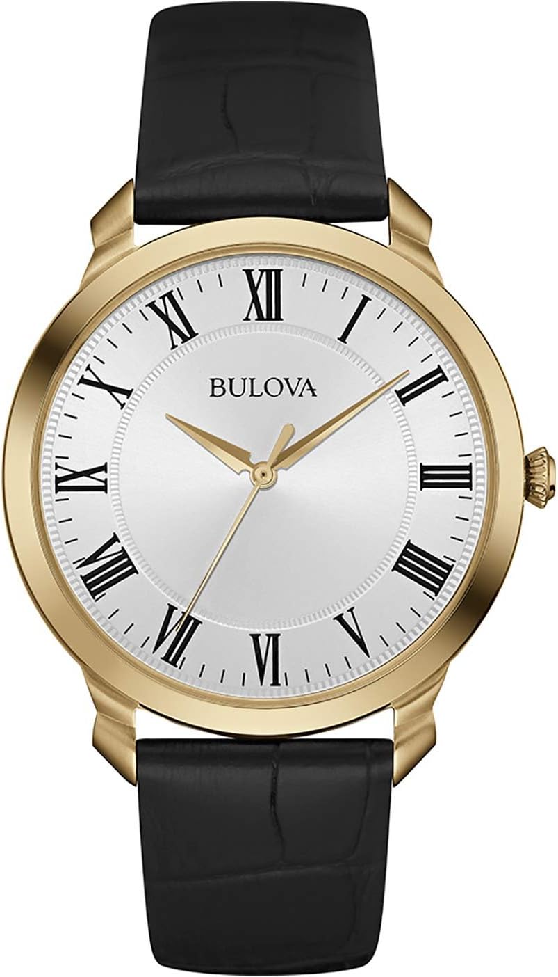 Bulova Men’s Classic 3-Hand Quartz Black Leather S…