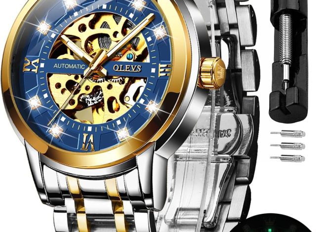 OLEVS Watches for Men Automatic Skeleton Watch Mechanical Gold Wrist Watches Business Luxury Diamond Stainess Steel Waterproof Luminous