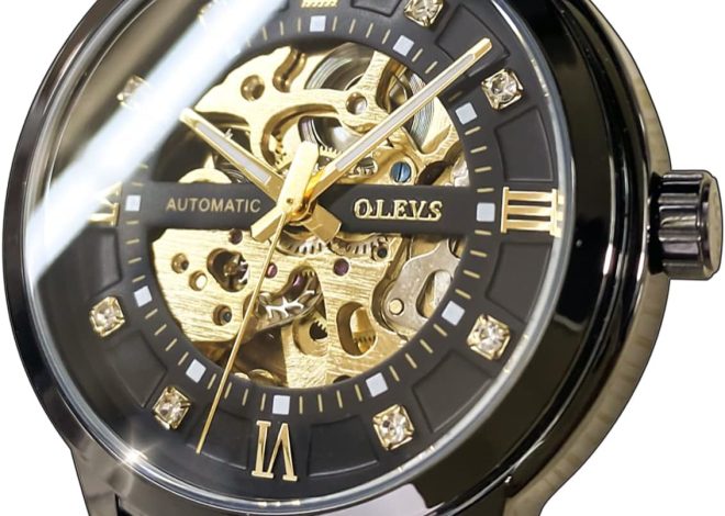 OLEVS Gold Skeleton Automatic Stainless Steel Waterproof Luminous Wrist Watches