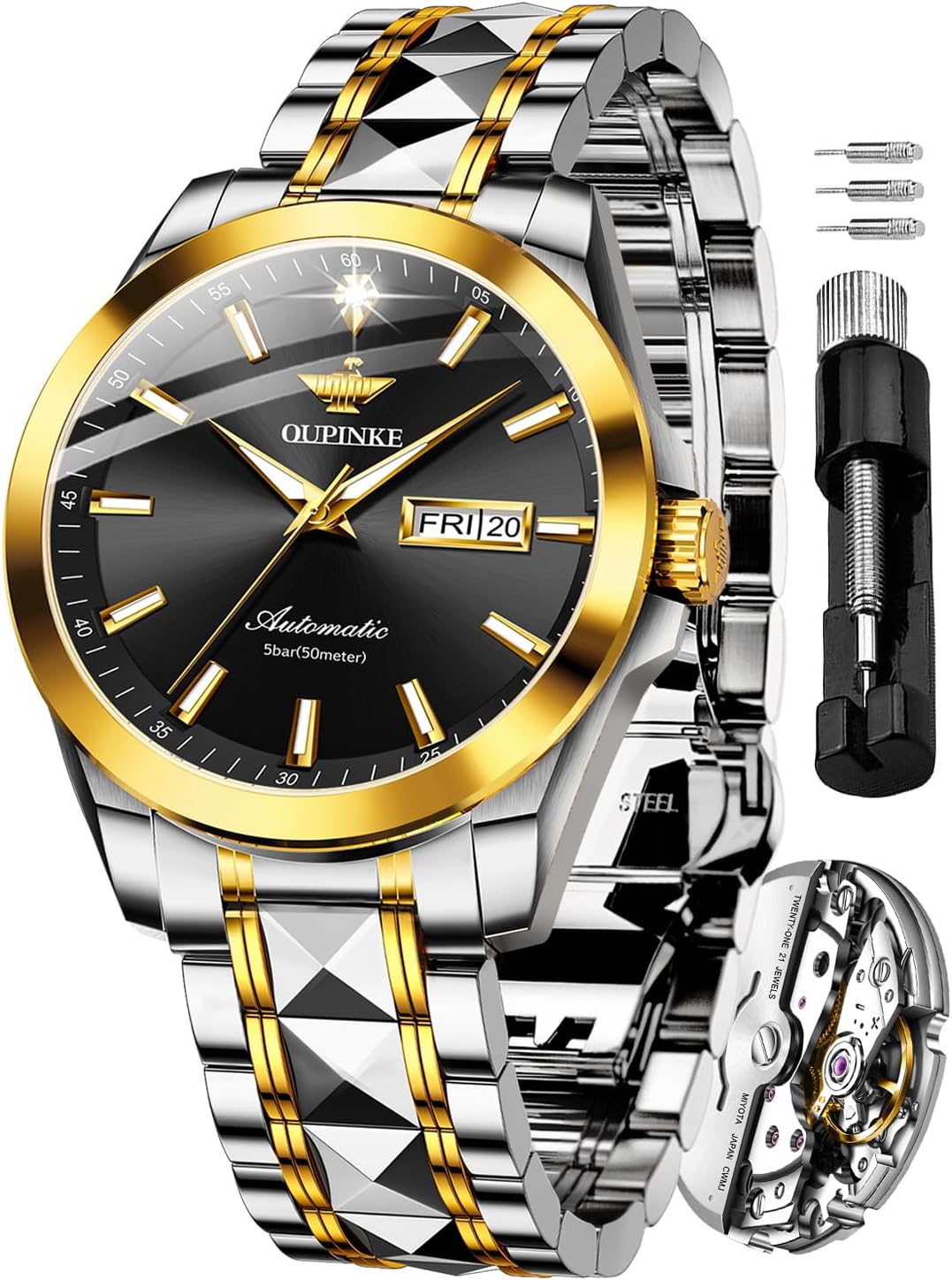 OUPINKE Mens Automatic Watches Real Diamond Self W…