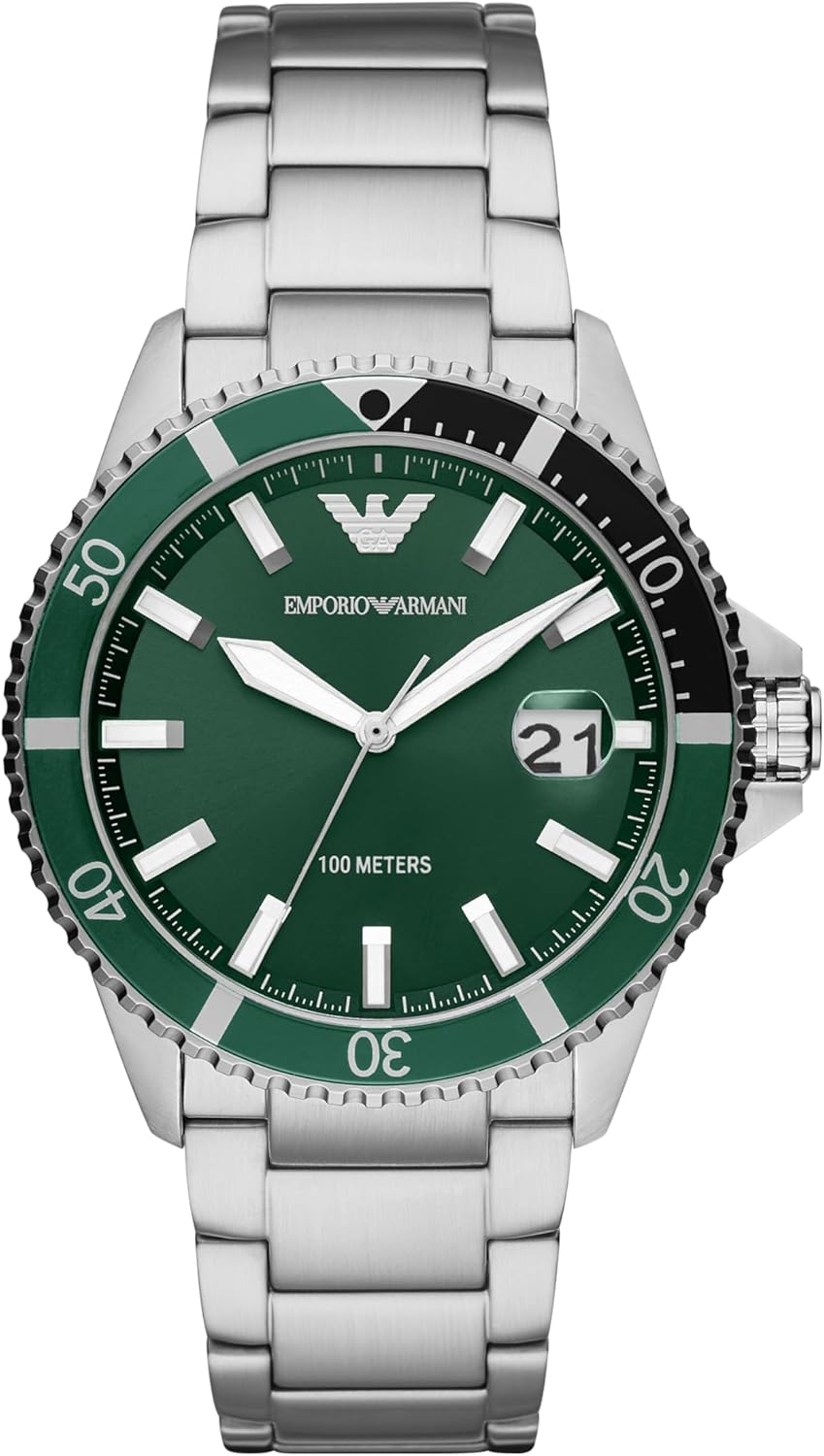 Emporio Armani Men’s Dive-Inspired Sports Watch with Stainless Steel, Ceramic, or Silicone Band