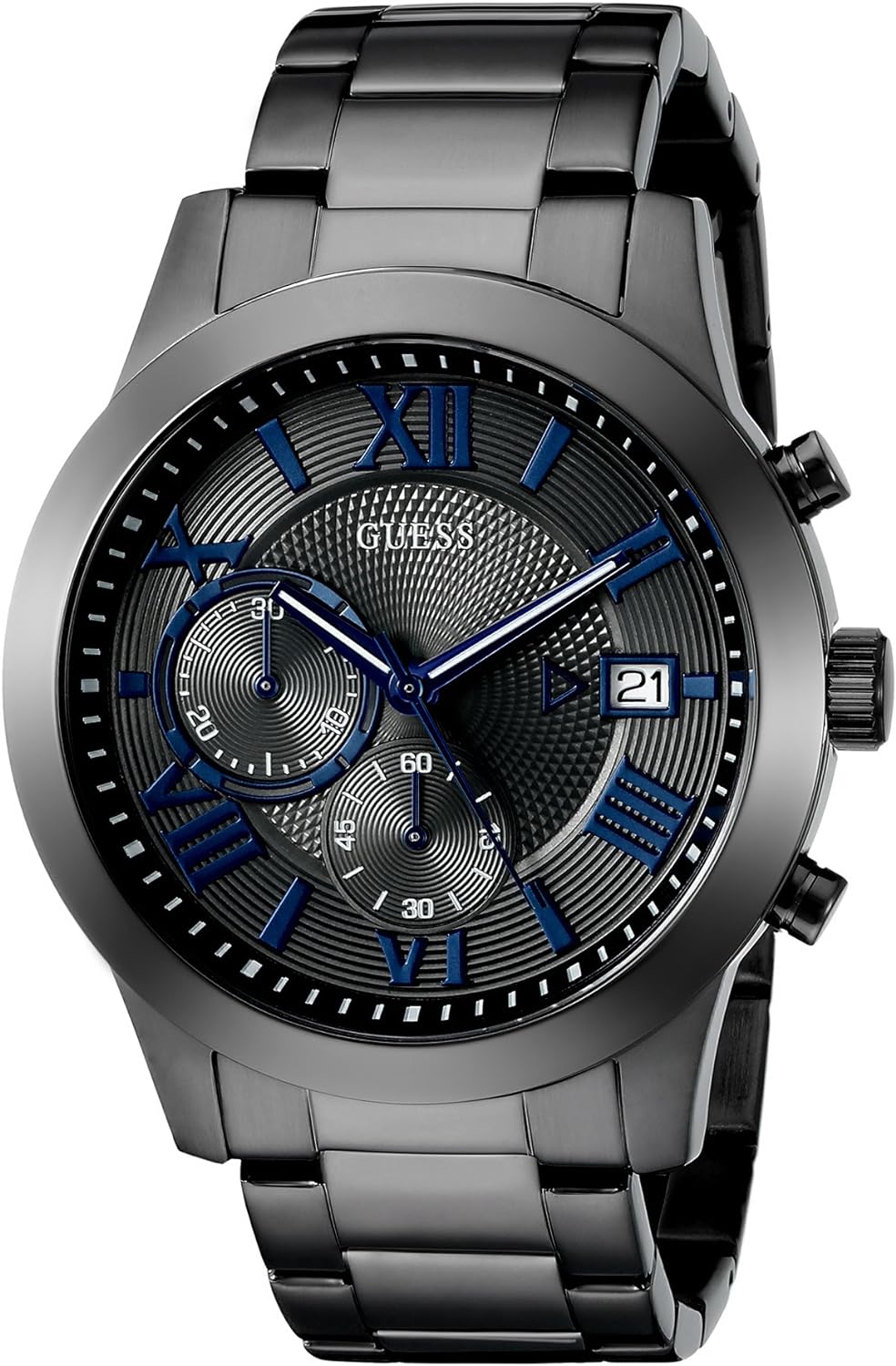 GUESS Stainless Steel Gunmetal Chronograph Bracelet Watch with Date. Color: Gunmetal (Model: U0668G2)