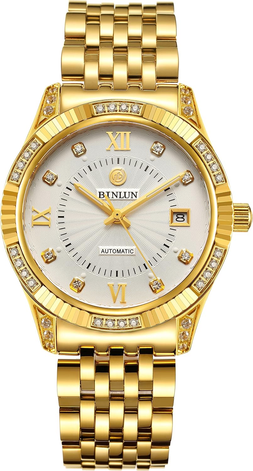 BINLUN Men Wrist Watch Automatic Mechanical Gold W…