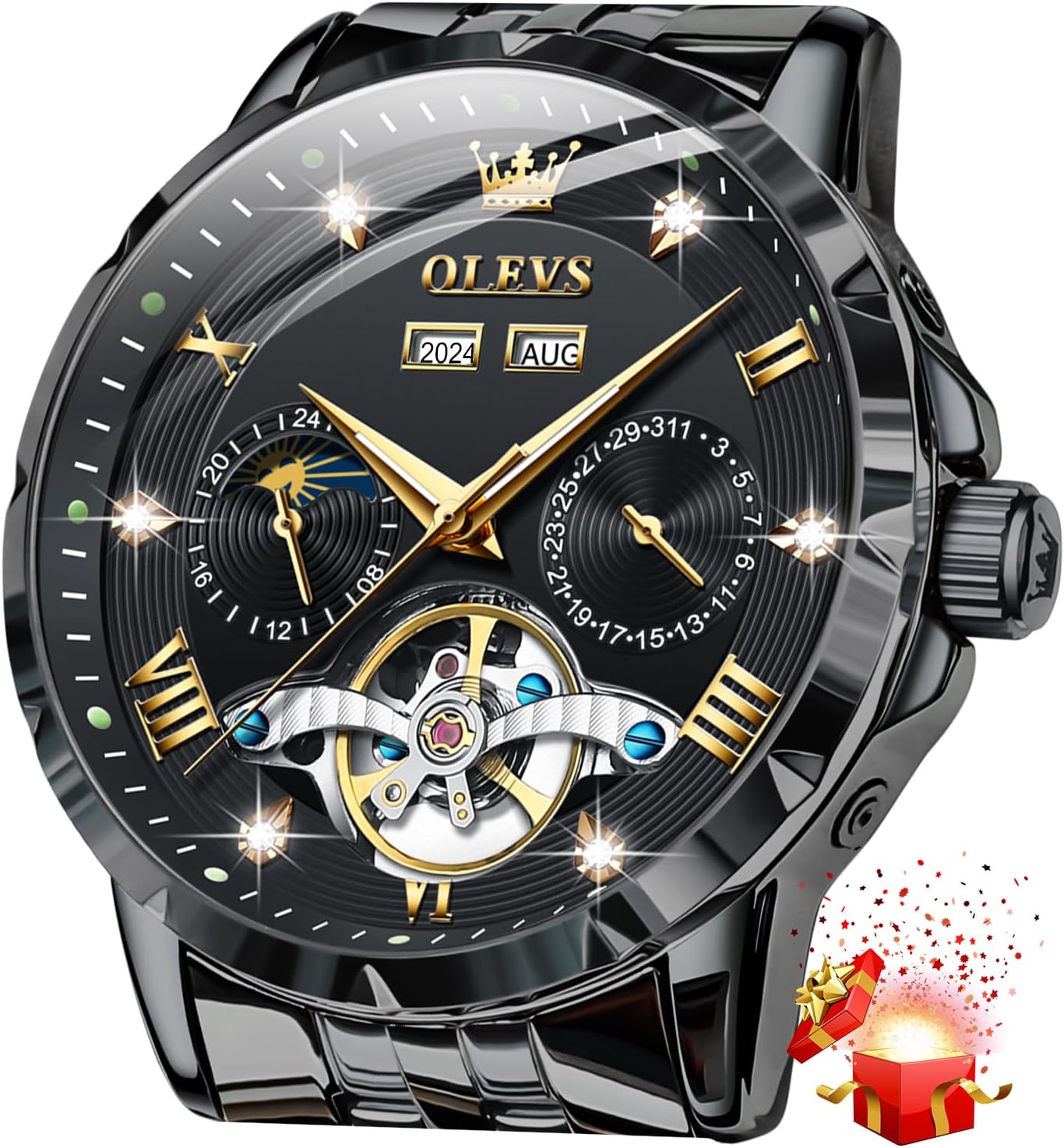 OLEVS Mens Automatic Watches Luxury Dress Diamond …