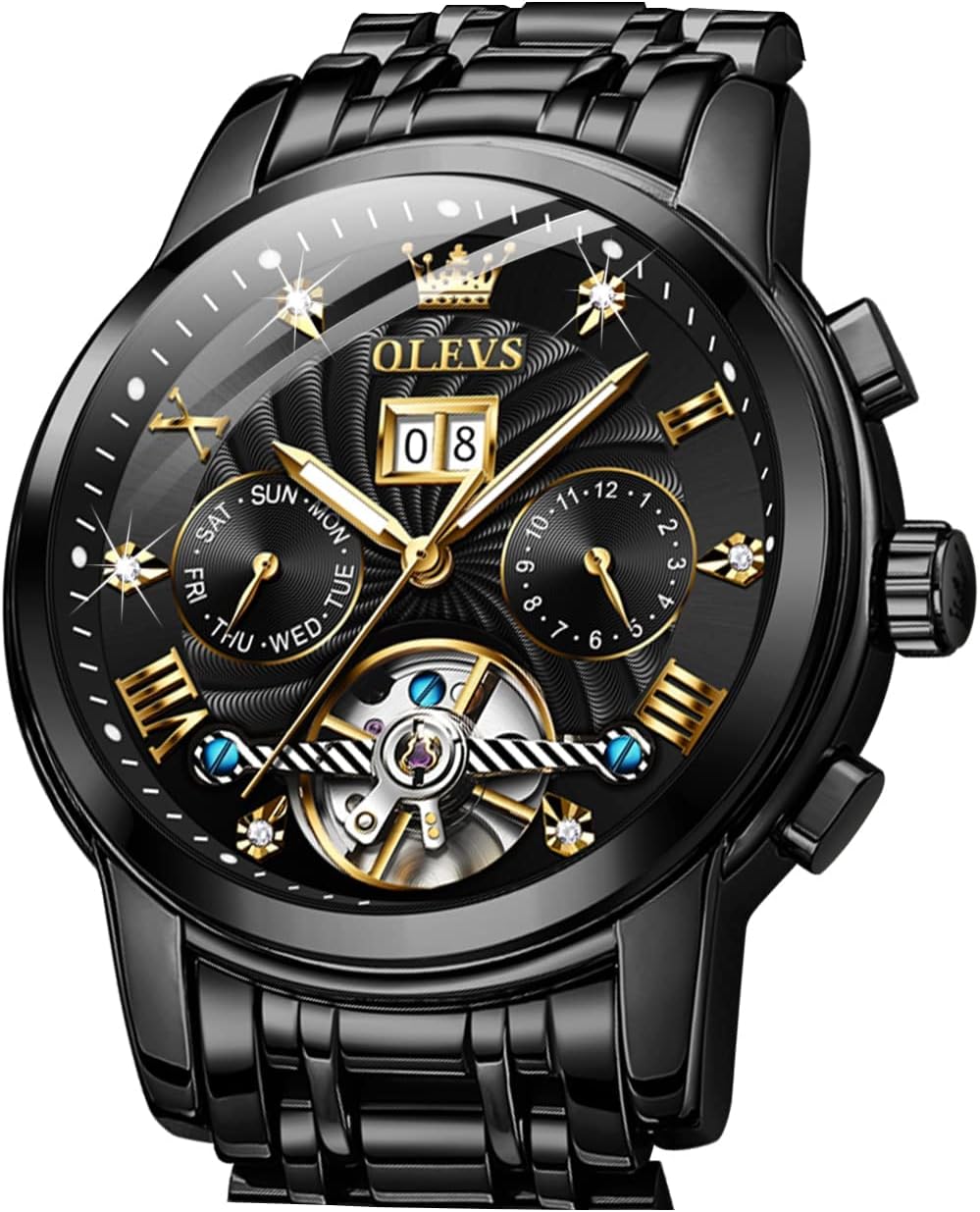 OLEVS Watches for Men Skeleton Automatic Mechanica…