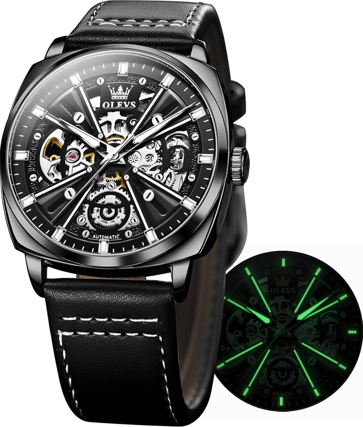 OLEVS Mechanical Watches for Men Skeleton Hollow L…