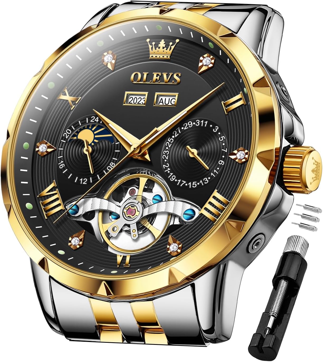 OLEVS Men Automatic Watch Skeleton Mechanical Clas…