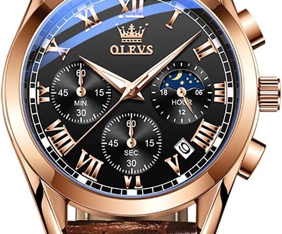 OLEVS Watches for Men Leather Watch Analog Quartz …