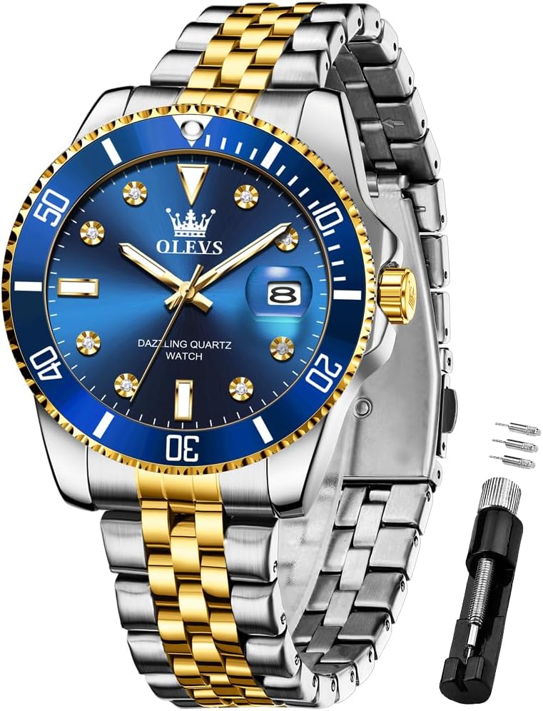 OLEVS Men’s Watch Waterproof Diamond Business Luxu…