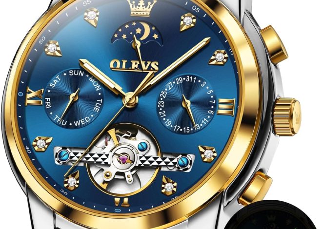 OLEVS Automatic Watches for Men Diamond Luxury Dre…