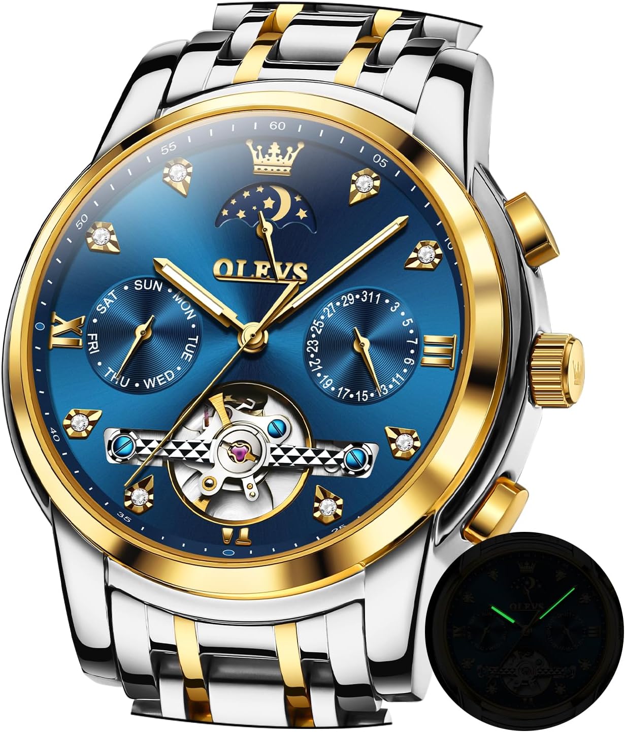 OLEVS Automatic Watches for Men Diamond Luxury Dre…