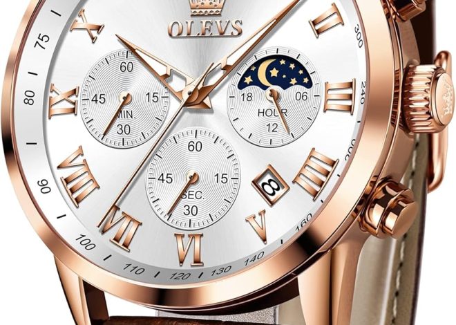 OLEVS Mens Watches Leather Chronograph Luxury Fash…