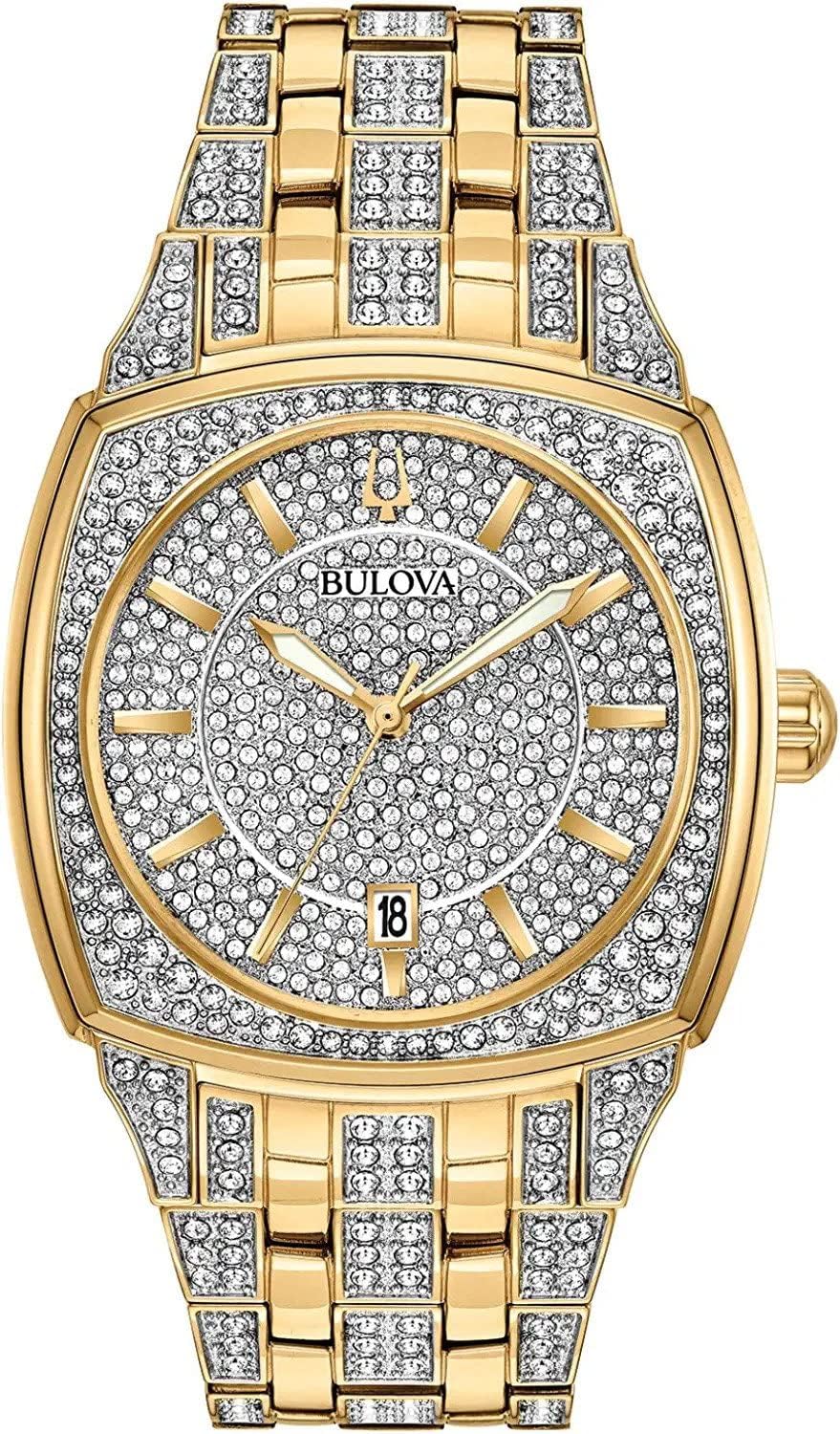 Bulova Men’s Crystal Phantom 3-Hand Date Quartz Cu…