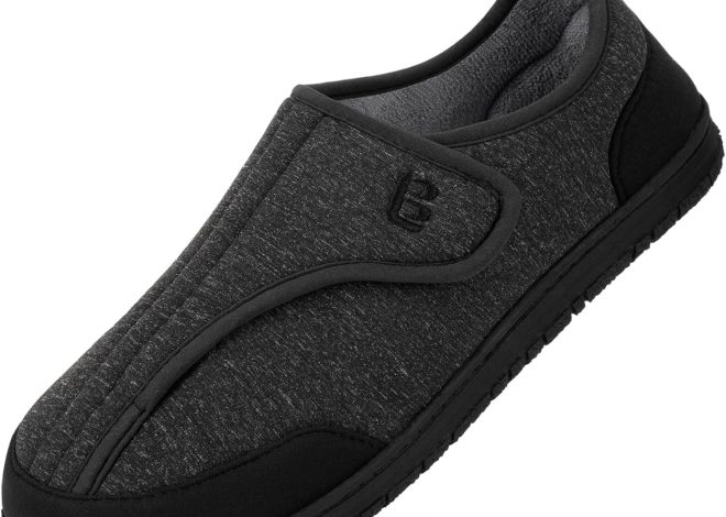 LongBay Men’s Wide Slippers Adjustable Diabetic…