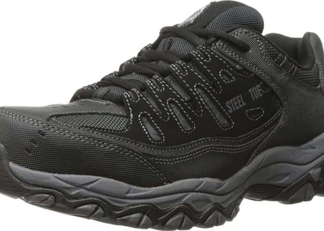 Skechers Men’s Cankton Steel Toe, Black/Charcoal,…